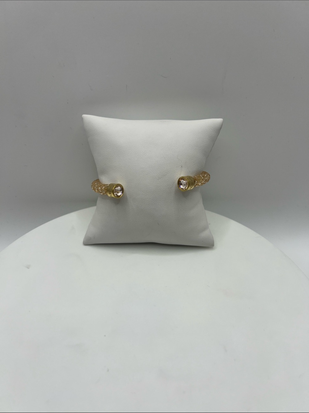 678. Swarovski Crystal Open Cuff Bracelet in Champagne Gold 6 3/4”